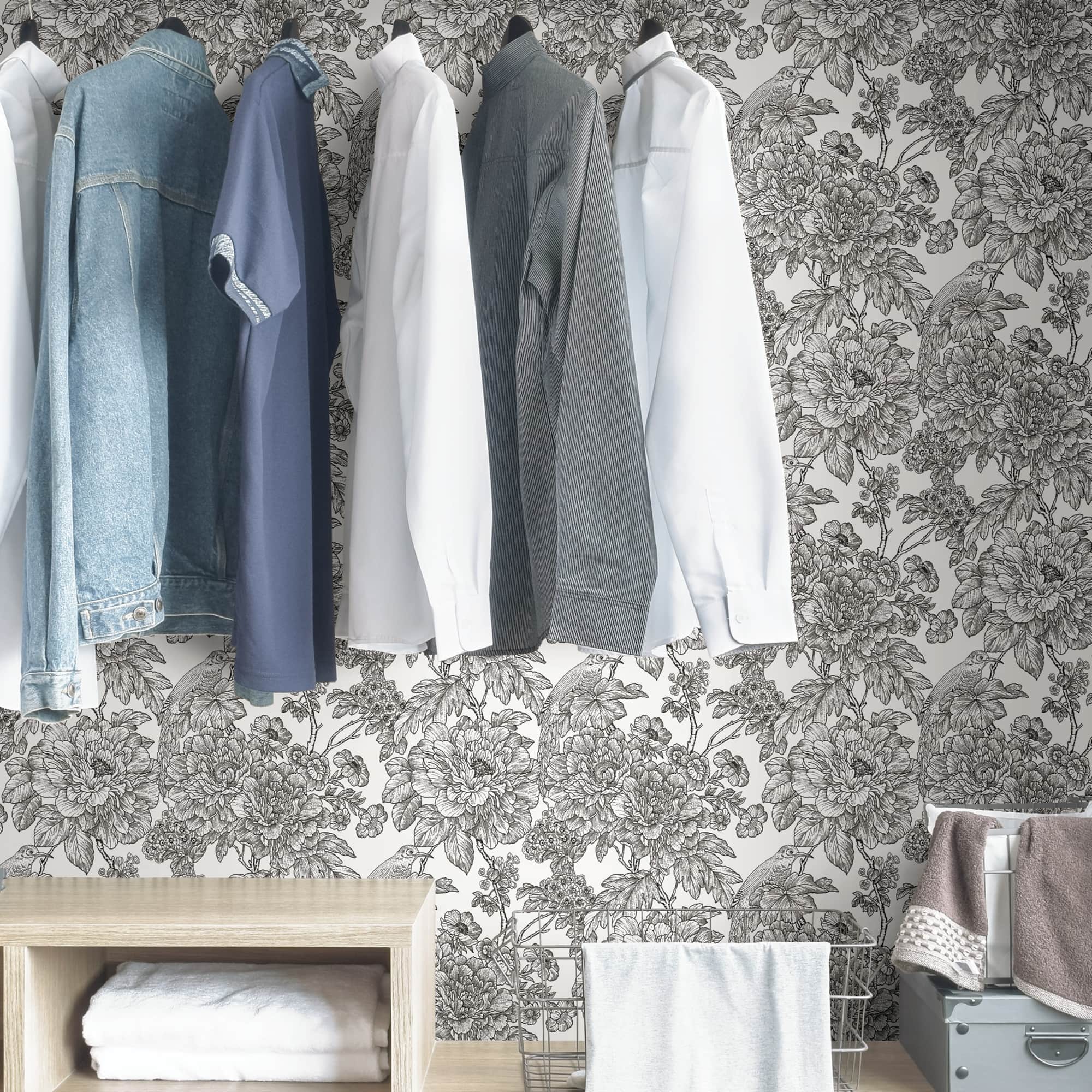 NuWallpaper Black & White Sudbury Peel & Stick Wallpaper